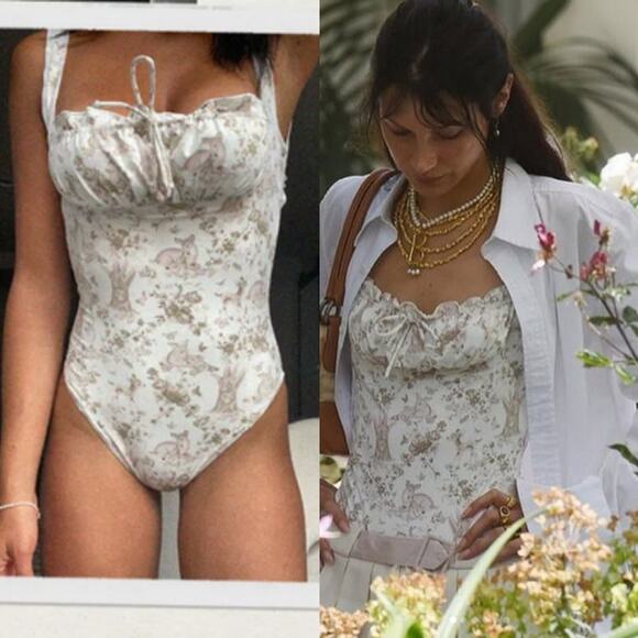 Frankie's Bikinis Other - Frankies Biknis Fawn Ruffle One Piece Swimsuit XS Beach Summer Bella Hadid